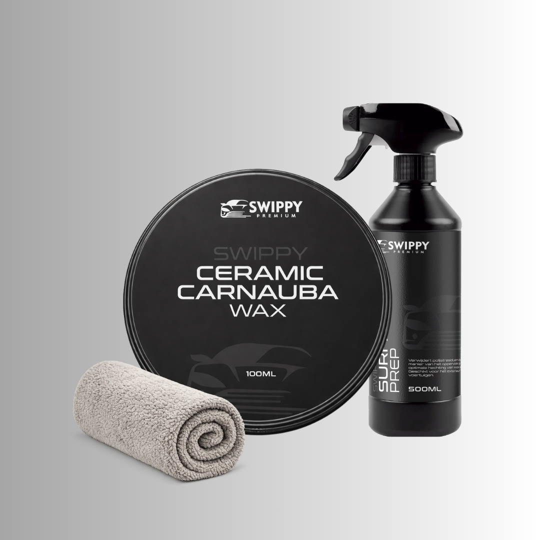 Auto wax bundel met Ceramic Carnauba Wax, Surface Prep en microvezeldoeken voor langdurige lakbescherming