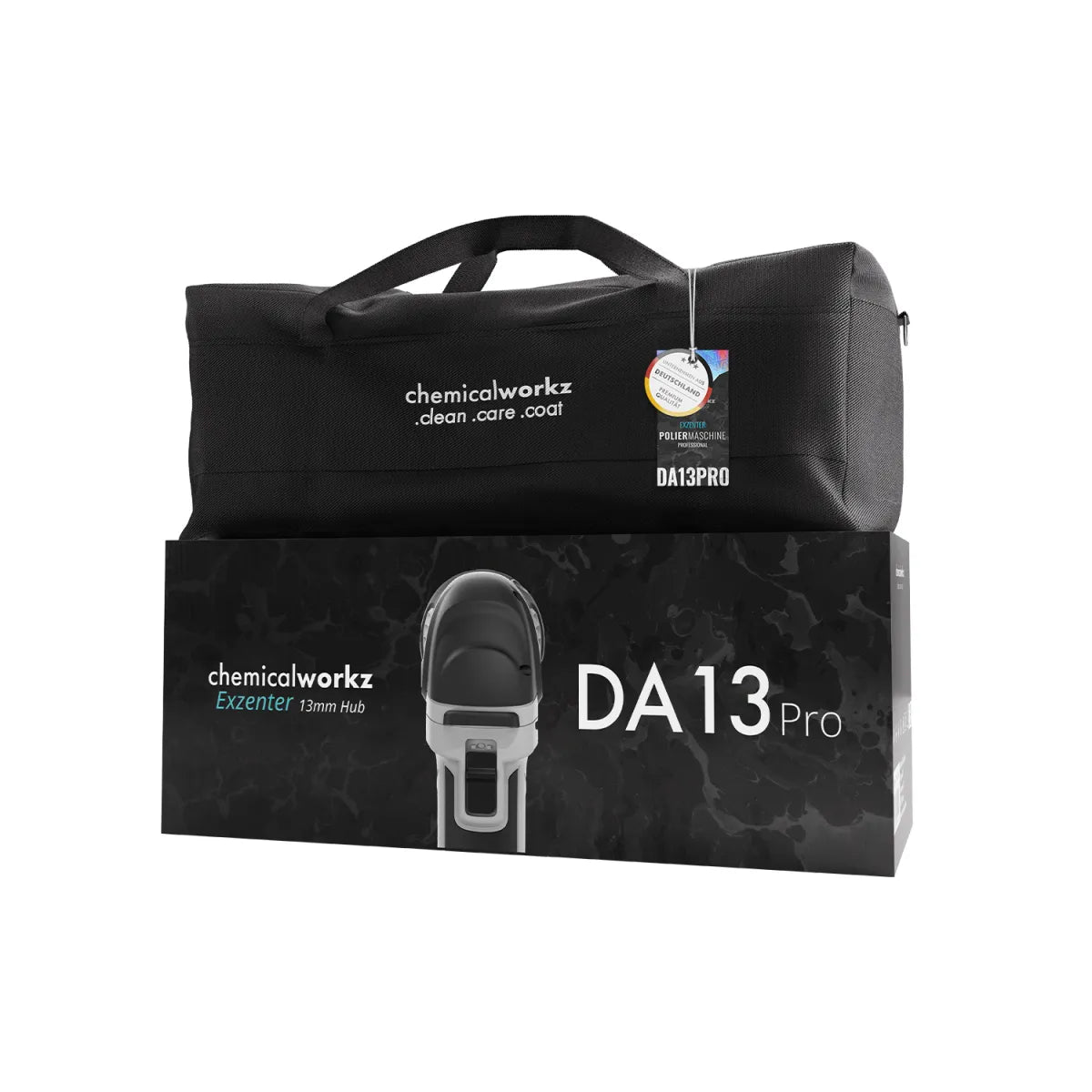 Draagtas en verpakking van de Chemicalworkz DA13 Pro excentrische polijstmachine