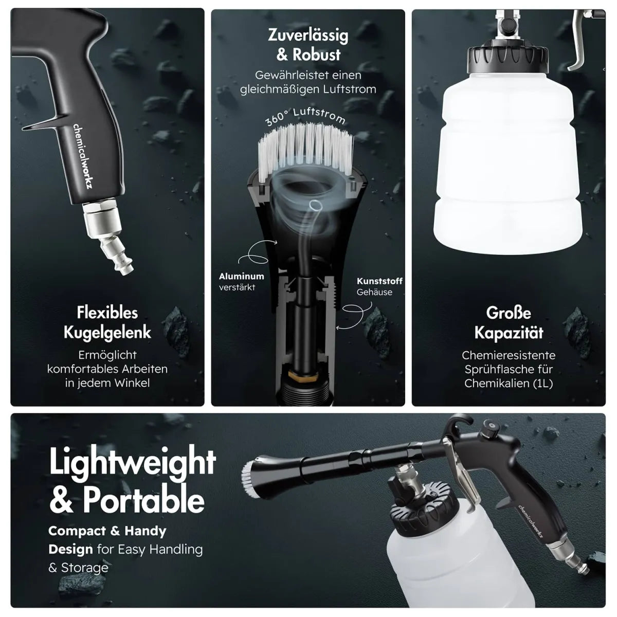 ChemicalWorkz Performance Cleaning Gun. professionele pneumatisch reinigingspistool. professionele pneumatisch reinigingspistool voor detailers en autopoetsbedrijven. Tornado cleaning gun. Tornador cleaning gun.
Cleaning gun, detailing gun, car tool tornador. Tornador cleaning gun.