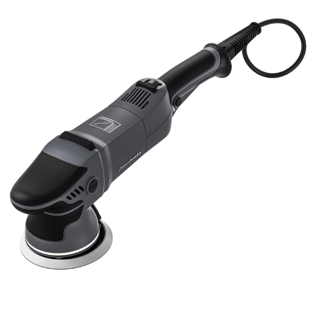 chemicalworkz DA9 Pro Max. Chemicalworkz polijstmachine. Swippy polijstmachine. Dual action polijstmachine. Excentrische polijstmachine. 9mm polijstmachine excentrisch. 125mm Backing plate polijstmachine. 125mm steunpad polijstmachine. 9mm orbit polijstmachine. 9mm uitslag polijstmachine.