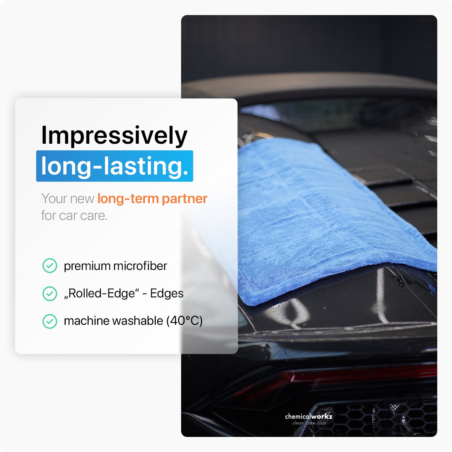 Chemicalworkz Microvezel Auto Droogdoek 1400 GSM | neemt tot 5 liter water op