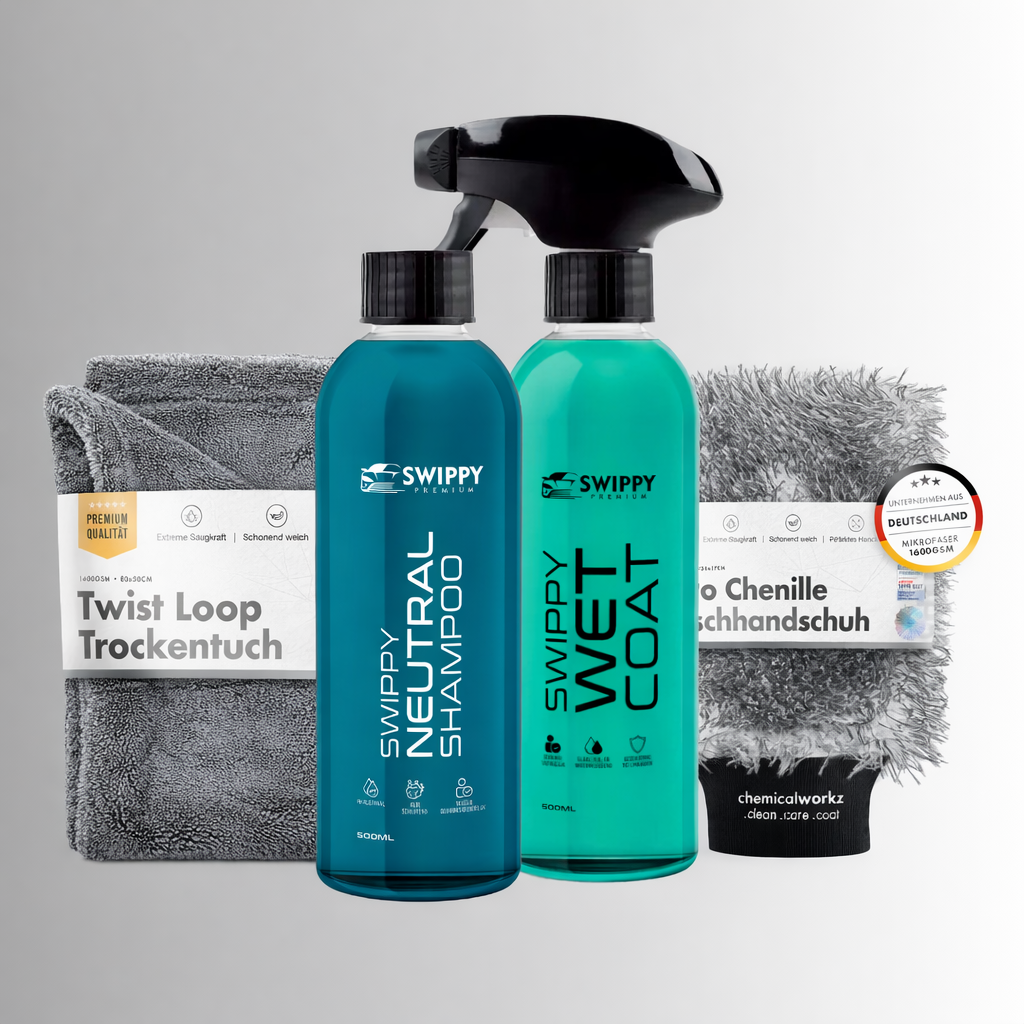 Swippy autowas bundel met neutral shampoo, wet coat, droogdoek en chenille washandschoen