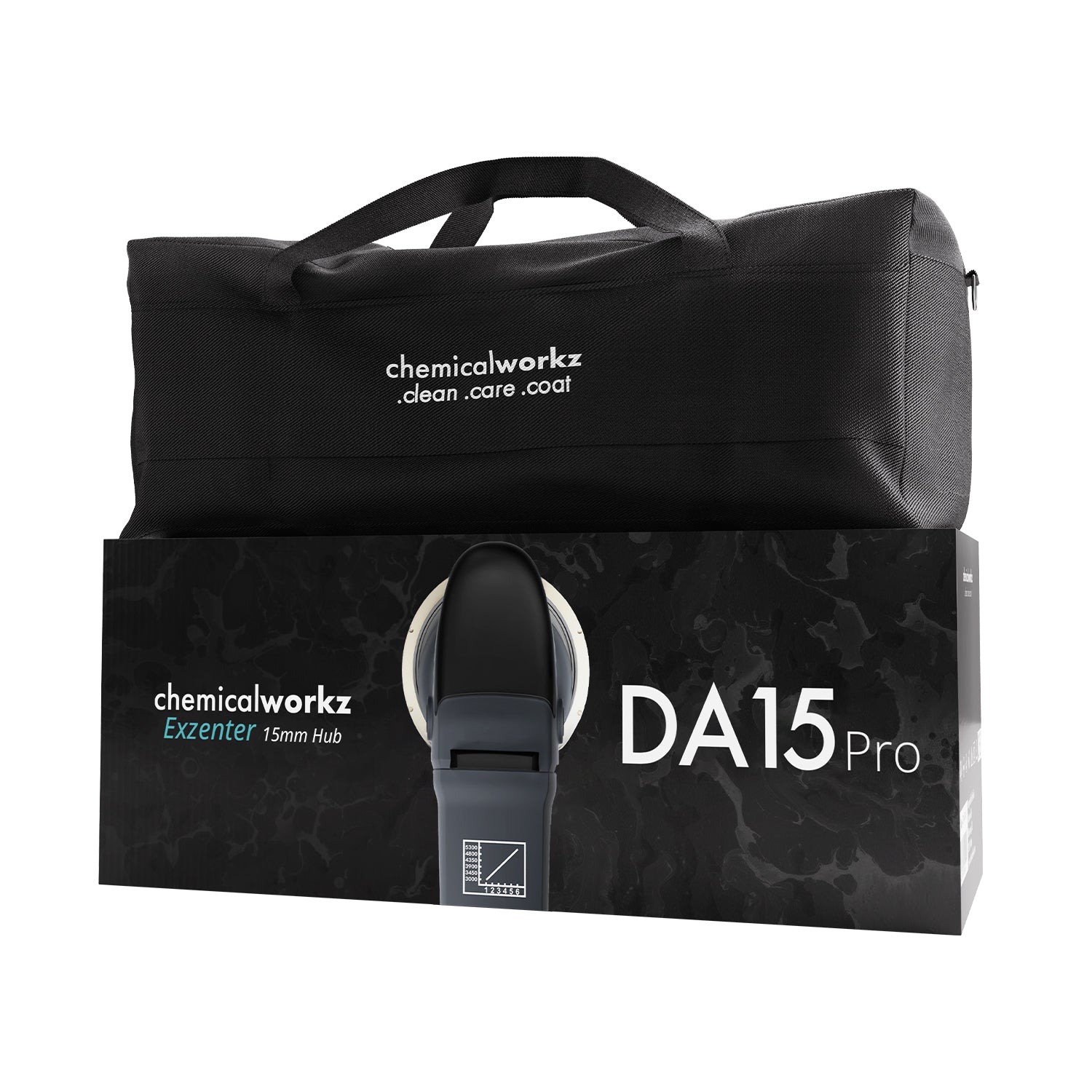 Draagtas en verpakking van de Chemicalworkz DA15 Pro excentrische polijstmachine