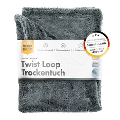 Grijze twist loop droogdoek voor auto detailing met hoge absorptie