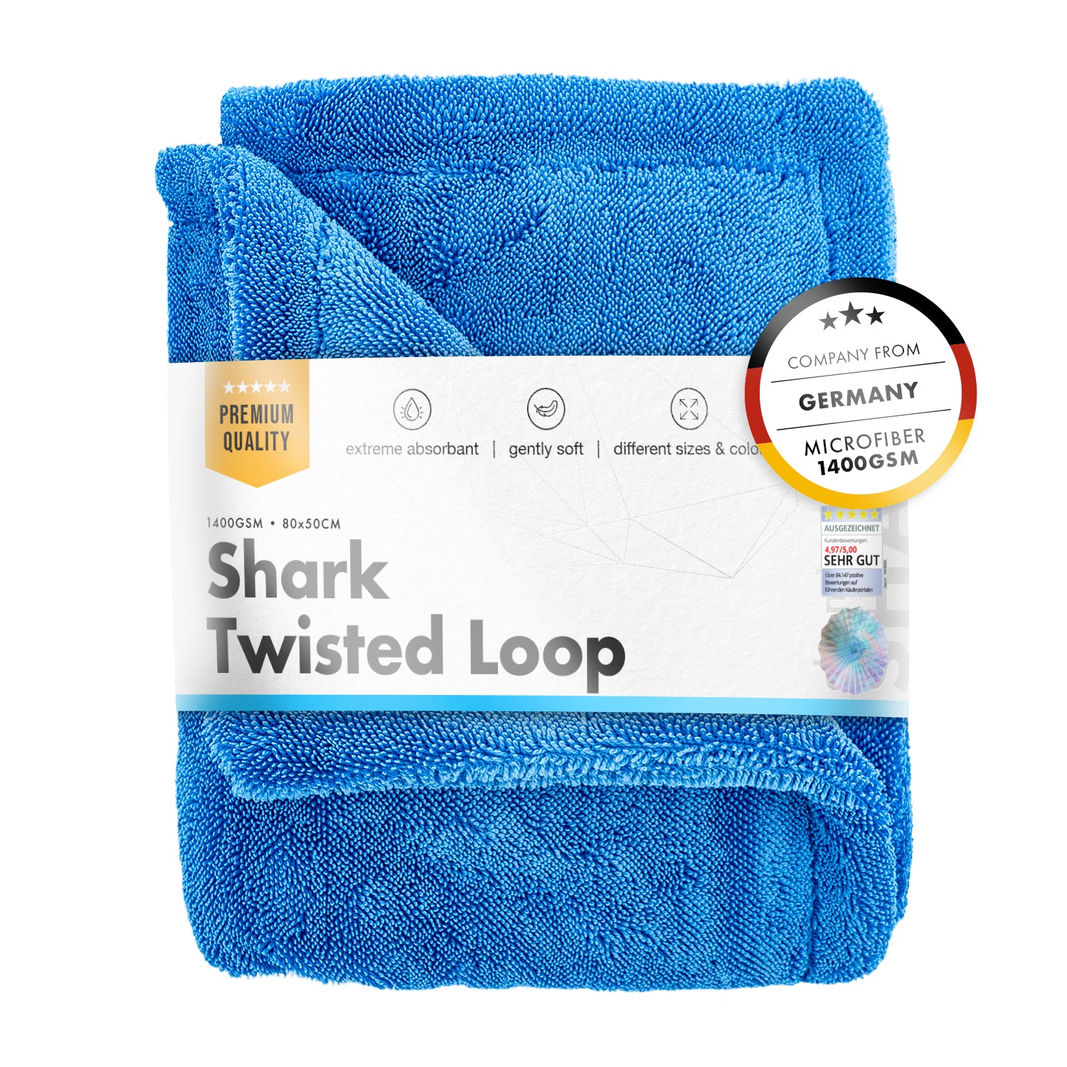 Blauwe twist loop microvezeldoek voor streeploos auto drogen