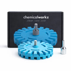 Folieverwijderaar karamelschrijf 100mm met metalen adapter en verpakking van ChemicalWorkz