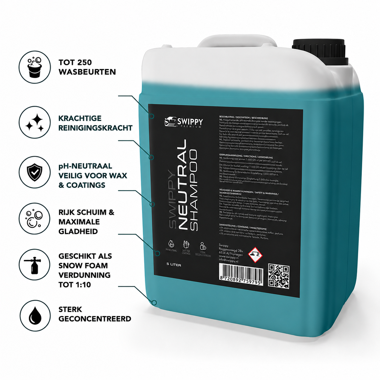 Swippy Neutral Shampoo 5L pH-neutrale auto shampoo & snow foam