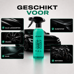 Swippy Wet Coat geschikt voor alle laksoorten, velgen, glas en kunststof. Te gebruiken op auto’s, motoren en boten voor snelle bescherming en glans.