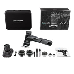 Complete set chemicalworkz evo mini pro draadloze polijstmachine op accu met 30, 38, 50 en 75mm backing plate