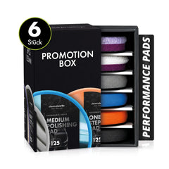 Chemicalworkz 125mm polijstpads – overzicht Microfiber, Wool Cut, Heavy Cut Medium Cut, One Step en Fine Finish pads. 