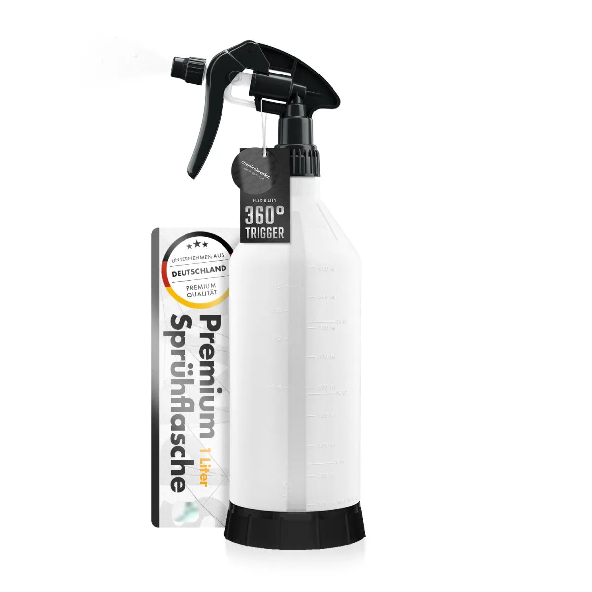 1 liter sprayfles met 360 graden trigger en maatverdeling